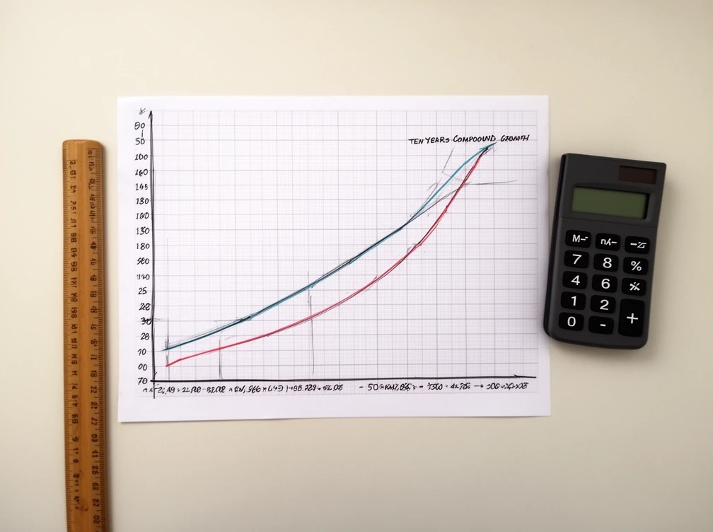 Ten-year savings chart drawn by hand for The Boring Decade course